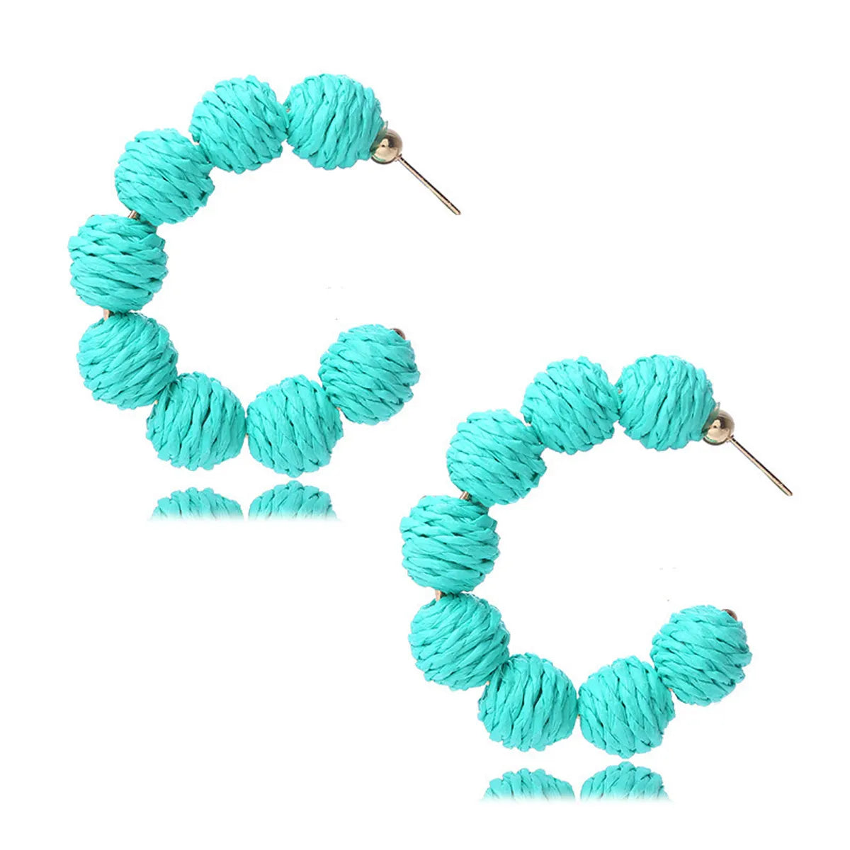 1 Pair Retro C Shape Handmade Raffia Earrings