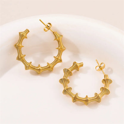 1 Pair Retro C Shape Plating Stainless Steel 18k Gold Plated Hoop Earrings