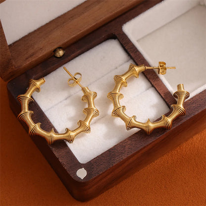 1 Pair Retro C Shape Plating Stainless Steel 18k Gold Plated Hoop Earrings