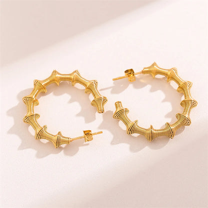 1 Pair Retro C Shape Plating Stainless Steel 18k Gold Plated Hoop Earrings