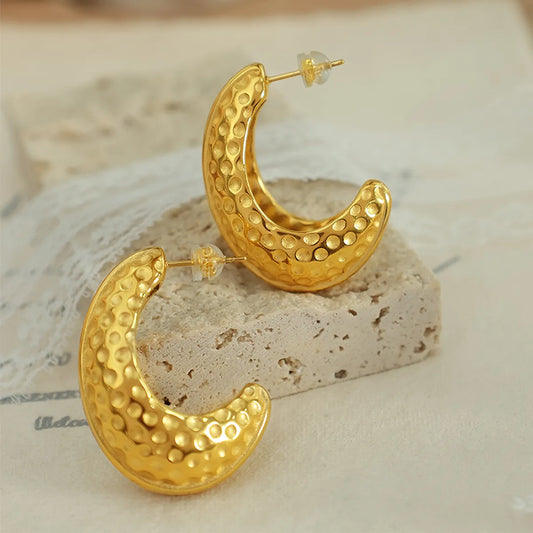 1 Pair Retro C Shape Plating Titanium Steel 18k Gold Plated Ear Studs