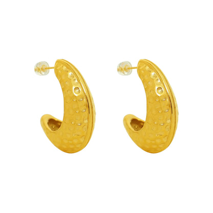 1 Pair Retro C Shape Plating Titanium Steel 18k Gold Plated Ear Studs