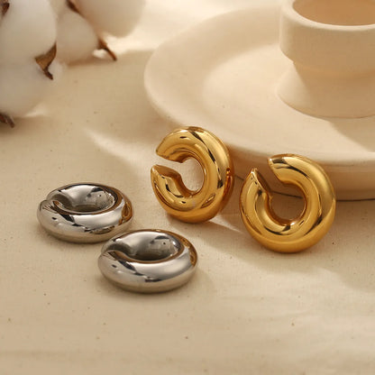 1 Pair Retro C Shape Polishing Plating Stainless Steel 18k Gold Plated Ear Cuffs