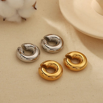 1 Pair Retro C Shape Polishing Plating Stainless Steel 18k Gold Plated Ear Cuffs