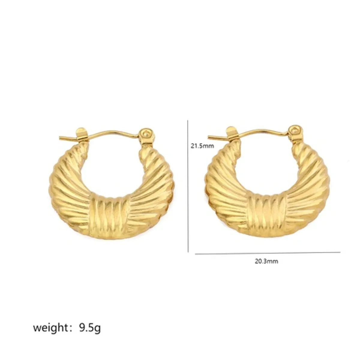 1 Pair Retro C Shape Solid Color Plating Stainless Steel 18k Gold Plated Earrings