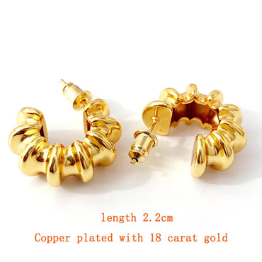 1 Pair Retro C Shape Spiral Plating Copper Ear Studs