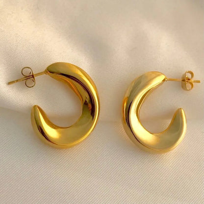 1 Pair Retro C Shape Plating Stainless Steel 18k Gold Plated Ear Studs