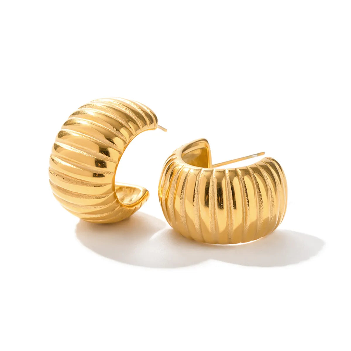 1 Pair Retro C Shape Plating Stainless Steel 18k Gold Plated Ear Studs