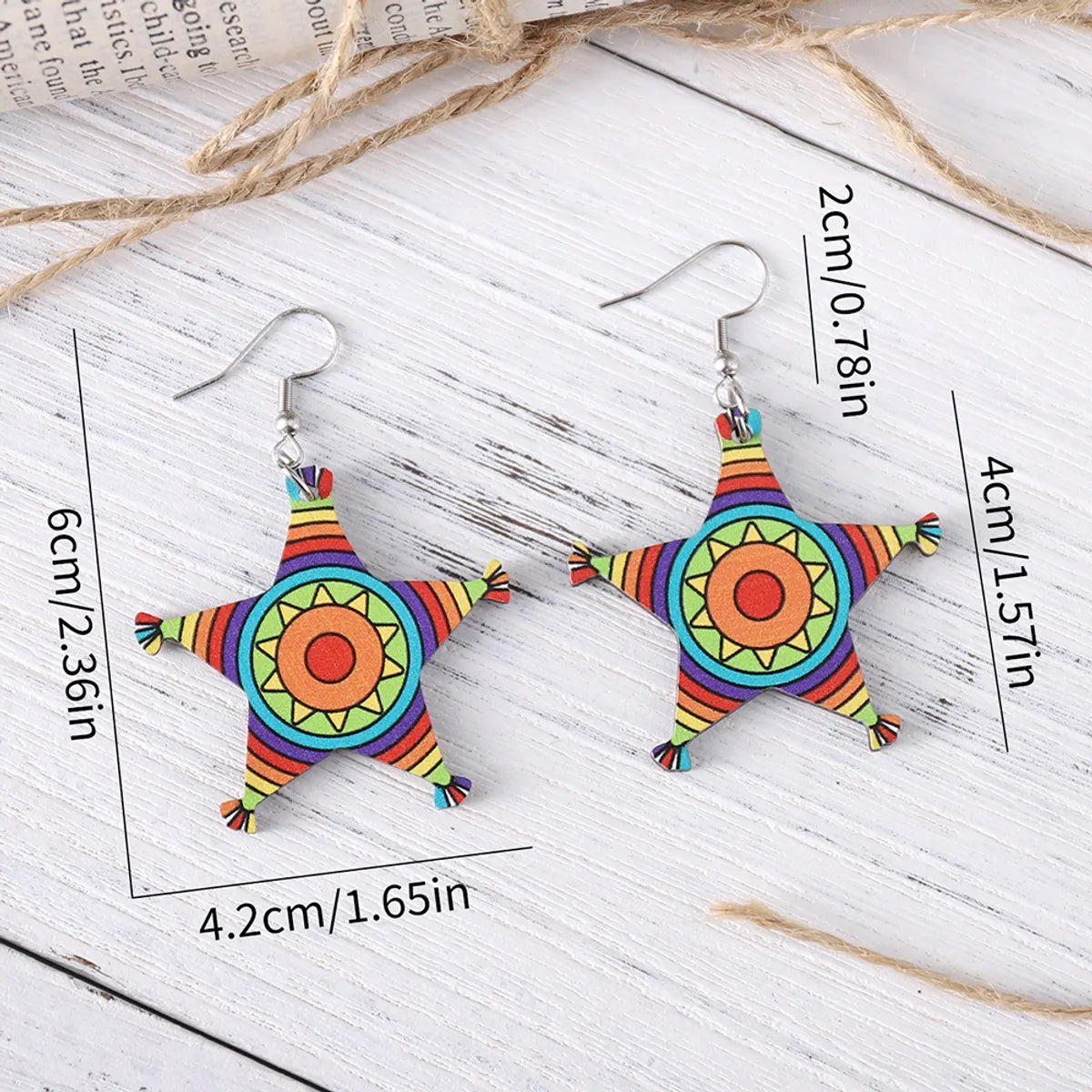 1 Pair Retro Cactus Cartoon Plant Wood Drop Earrings