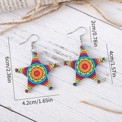 1 Pair Retro Cactus Cartoon Plant Wood Drop Earrings