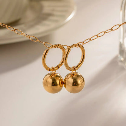 1 Pair Retro Classic Style Artistic Ball 304 Stainless Steel 18K Gold Plated Drop Earrings