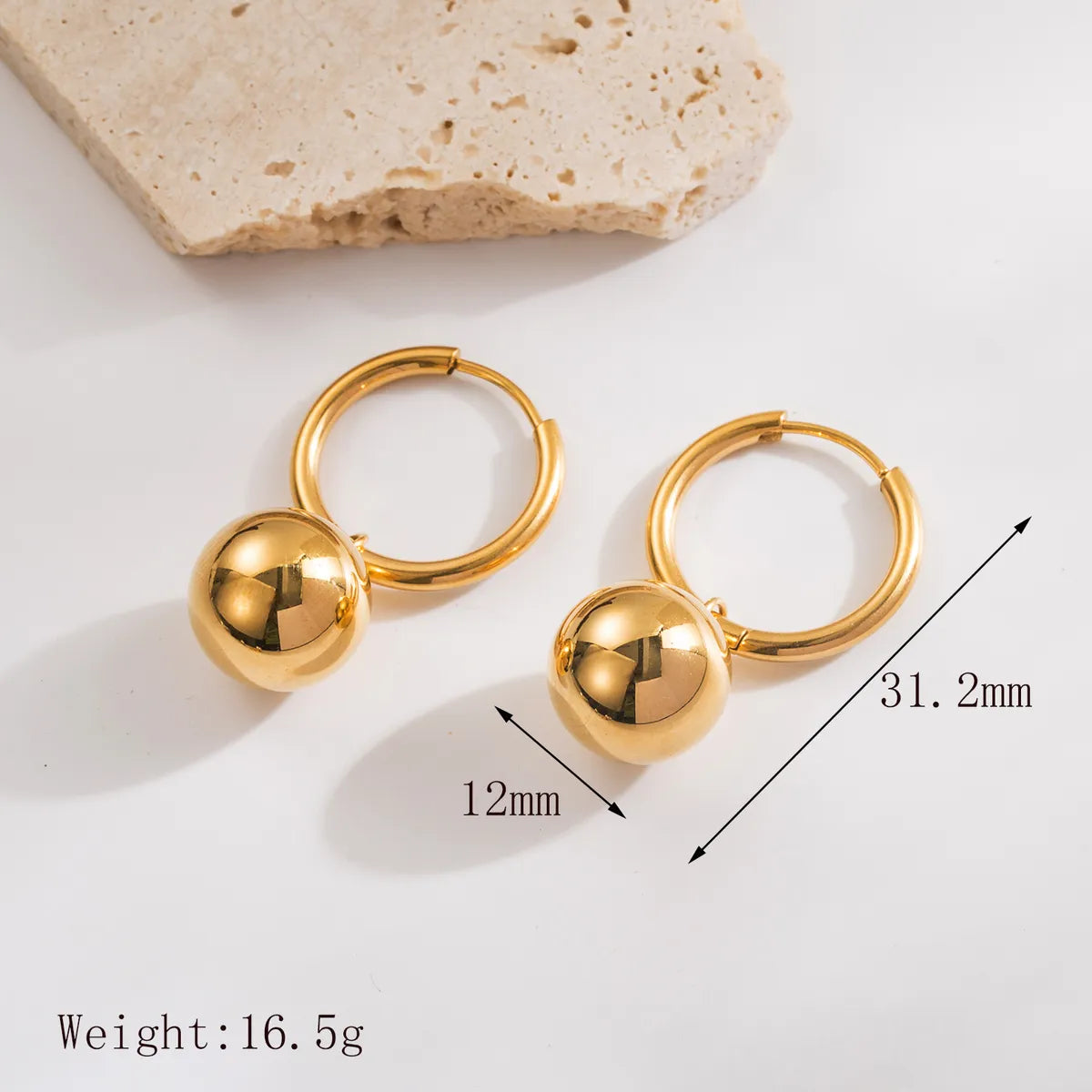 1 Pair Retro Classic Style Artistic Ball 304 Stainless Steel 18K Gold Plated Drop Earrings