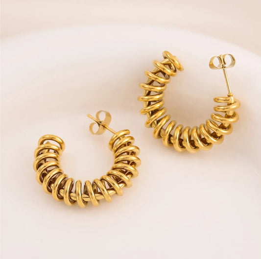 1 Pair Retro Classic Style C Shape Geometric Plating Titanium Steel 18k Gold Plated Ear Studs