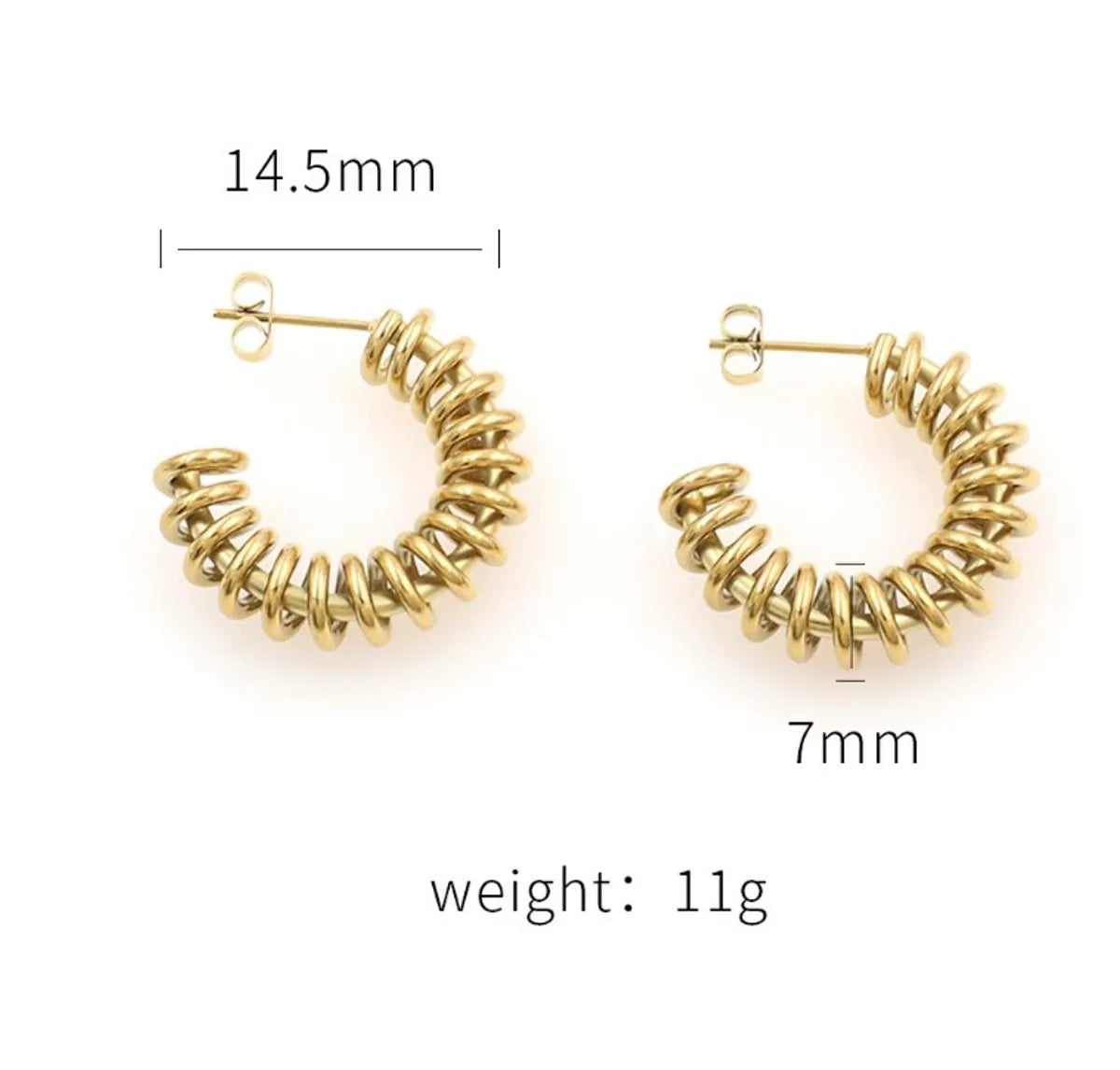 1 Pair Retro Classic Style C Shape Geometric Plating Titanium Steel 18k Gold Plated Ear Studs