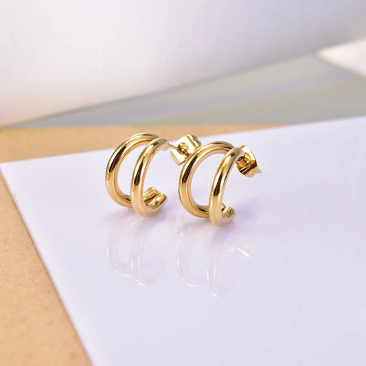 1 Pair Retro Classic Style C Shape Plating Titanium Steel 18k Gold Plated Ear Studs