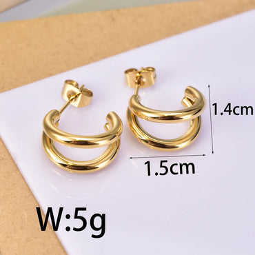 1 Pair Retro Classic Style C Shape Plating Titanium Steel 18k Gold Plated Ear Studs