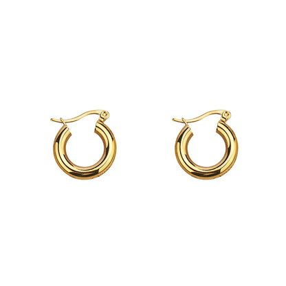 1 Pair Retro Classic Style Commute Circle Plating Titanium Steel 18k Gold Plated Earrings