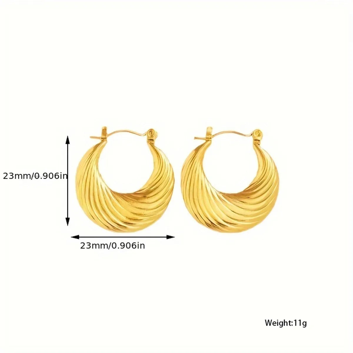 1 Pair Retro Classic Style Commute Stripe Solid Color Plating Stainless Steel Gold Plated Earrings