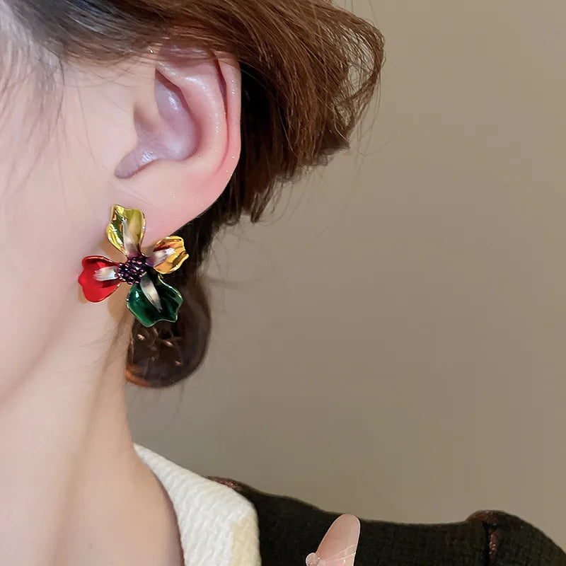 1 Pair Retro Classic Style Flower Copper Ear Studs