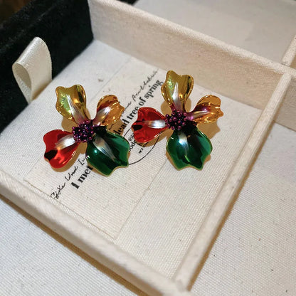 1 Pair Retro Classic Style Flower Copper Ear Studs