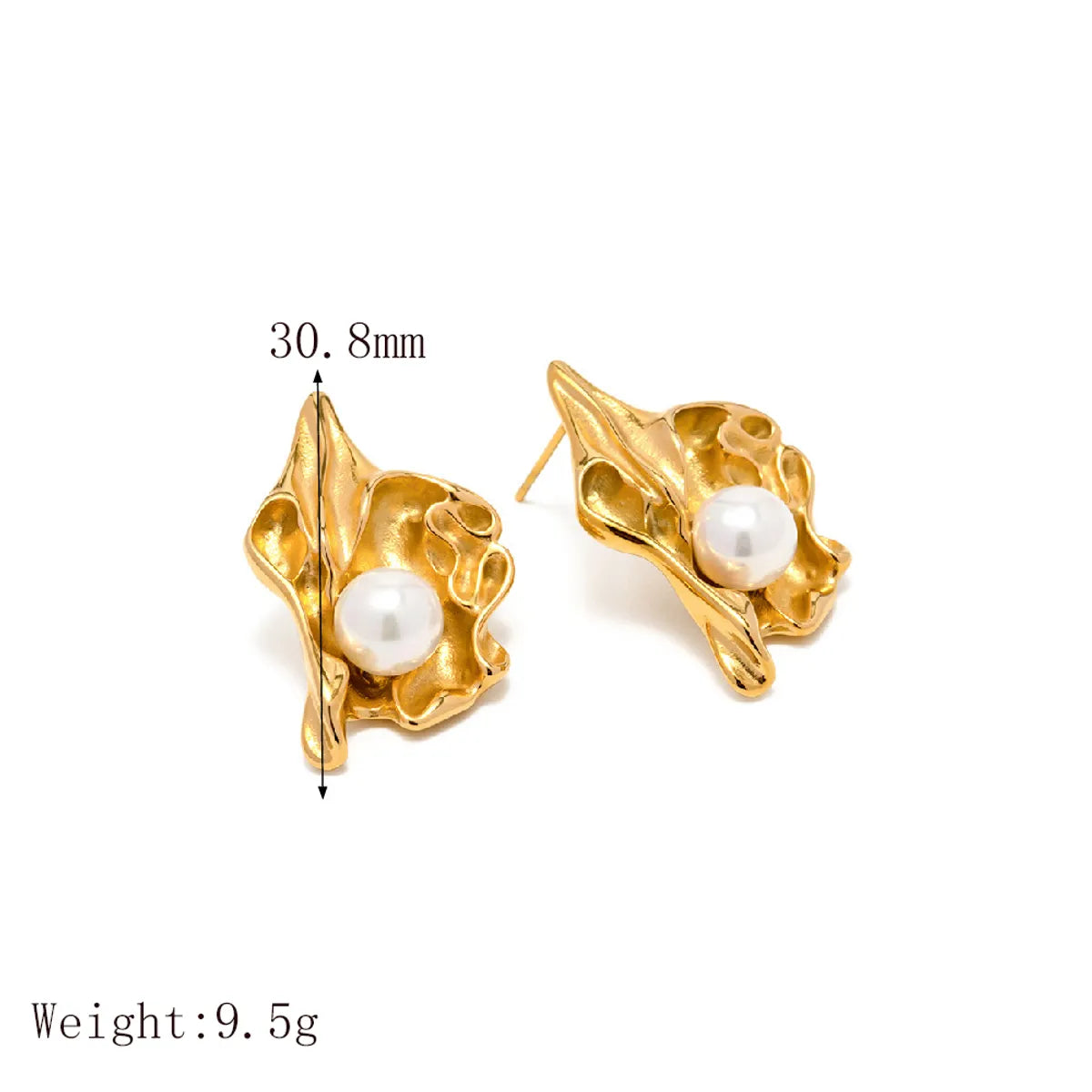 1 Pair Retro Classic Style Flower Plating Inlay 304 Stainless Steel Artificial Pearls 18K Gold Plated Ear Studs