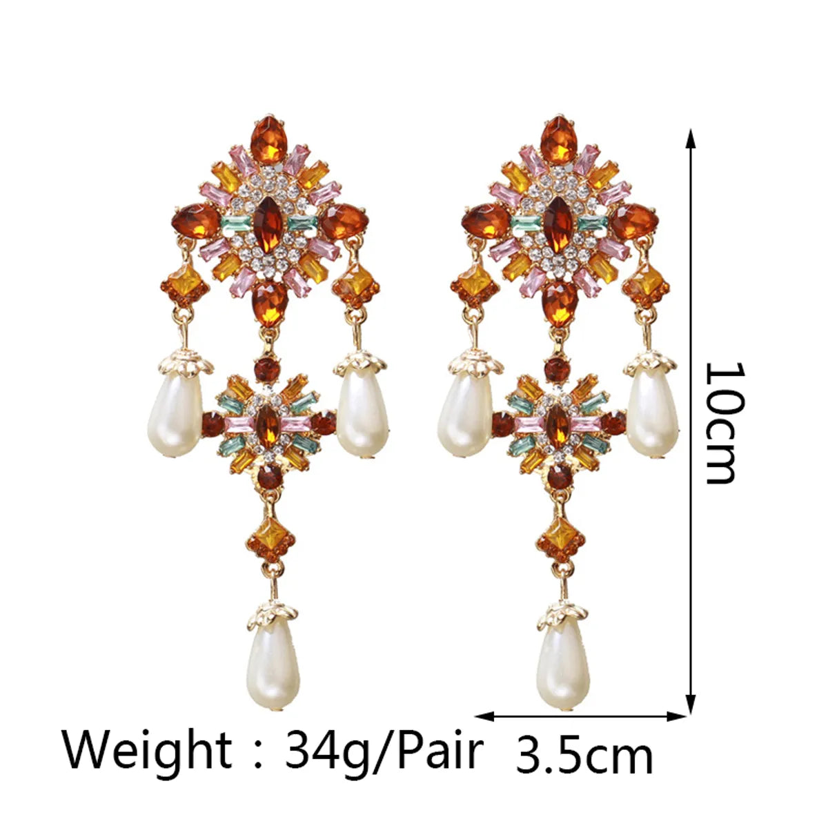 1 Pair Retro Classic Style Flower Plating Inlay Zinc Alloy Artificial Gemstones Drop Earrings