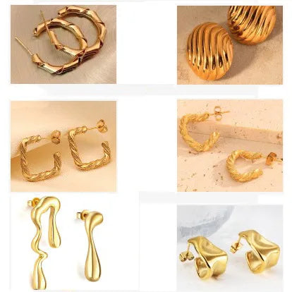 1 Pair Retro Classic Style Geometric Plating 304 Stainless Steel Titanium Steel 18K Gold Plated Ear Studs