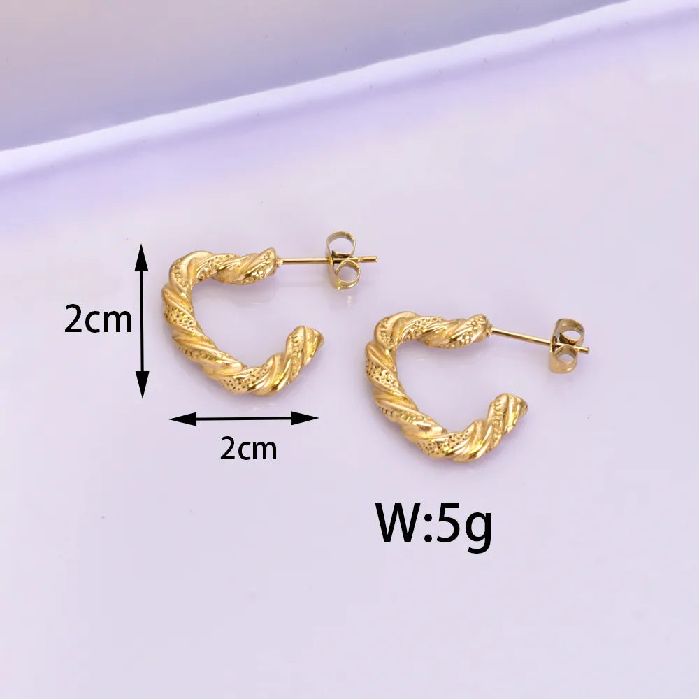 1 Pair Retro Classic Style Geometric Plating 304 Stainless Steel Titanium Steel 18K Gold Plated Ear Studs