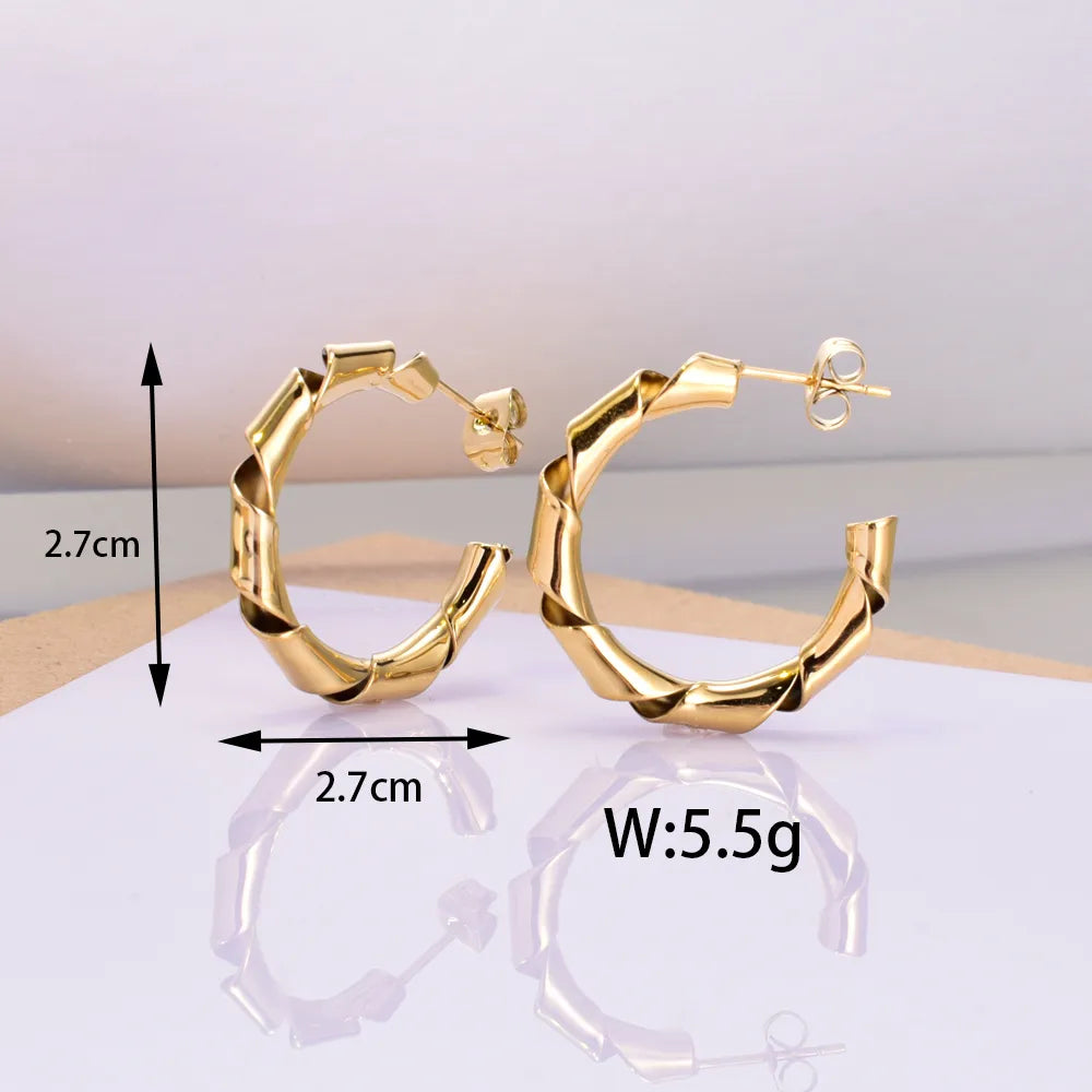 1 Pair Retro Classic Style Geometric Plating 304 Stainless Steel Titanium Steel 18K Gold Plated Ear Studs