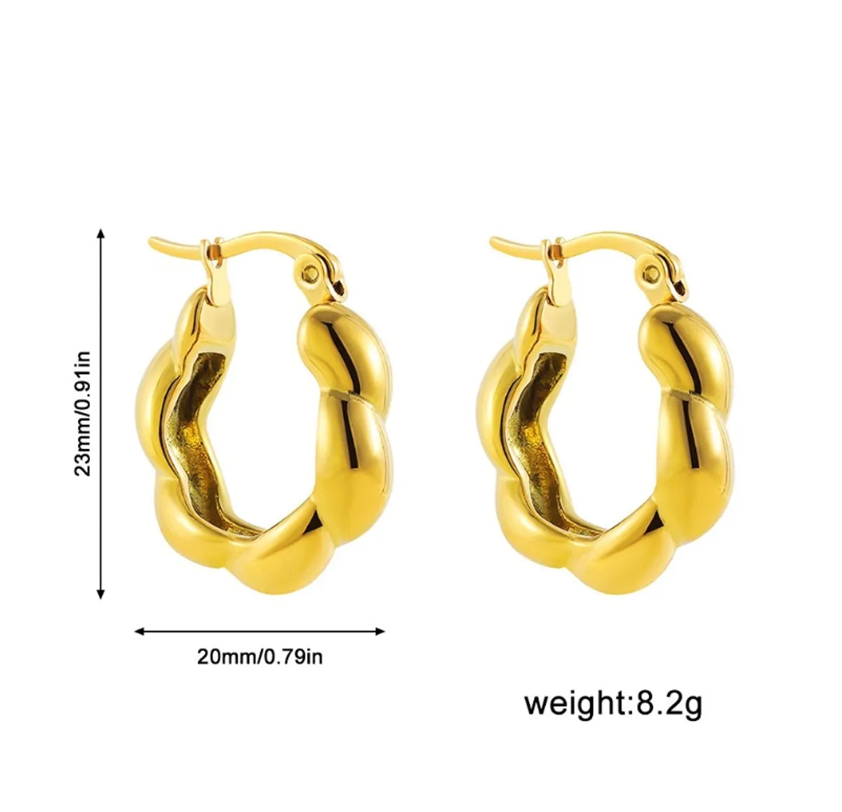 1 Pair Retro Classic Style Geometric Plating Titanium Steel 18k Gold Plated Earrings