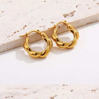 1 Pair Retro Classic Style Geometric Plating Titanium Steel 18k Gold Plated Earrings