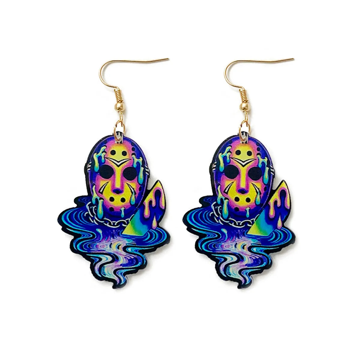 1 Pair Retro Classic Style Halloween Pattern Skull Arylic Drop Earrings