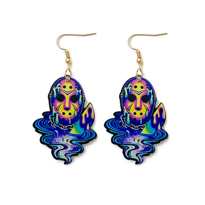 1 Pair Retro Classic Style Halloween Pattern Skull Arylic Drop Earrings