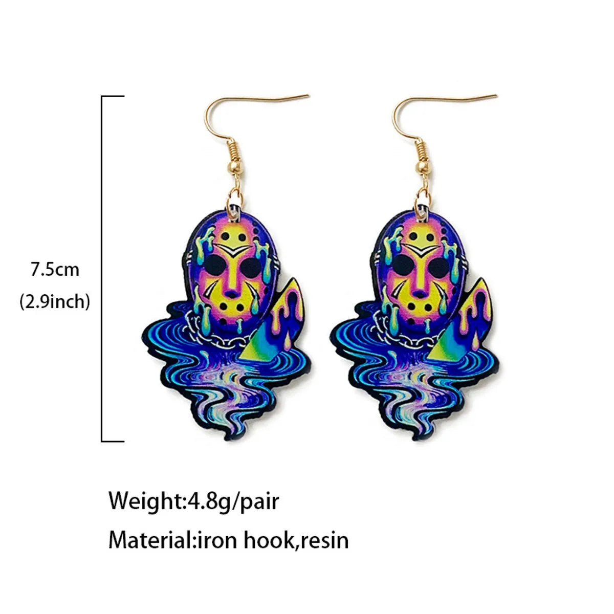 1 Pair Retro Classic Style Halloween Pattern Skull Arylic Drop Earrings