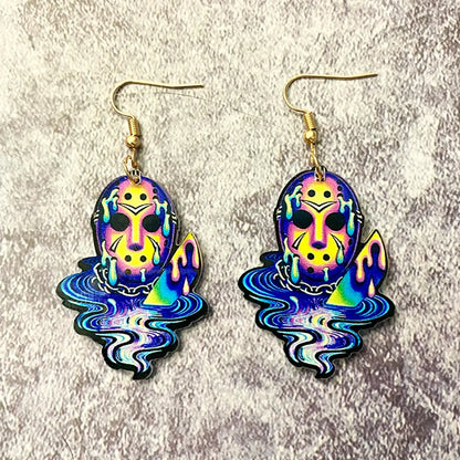 1 Pair Retro Classic Style Halloween Pattern Skull Arylic Drop Earrings