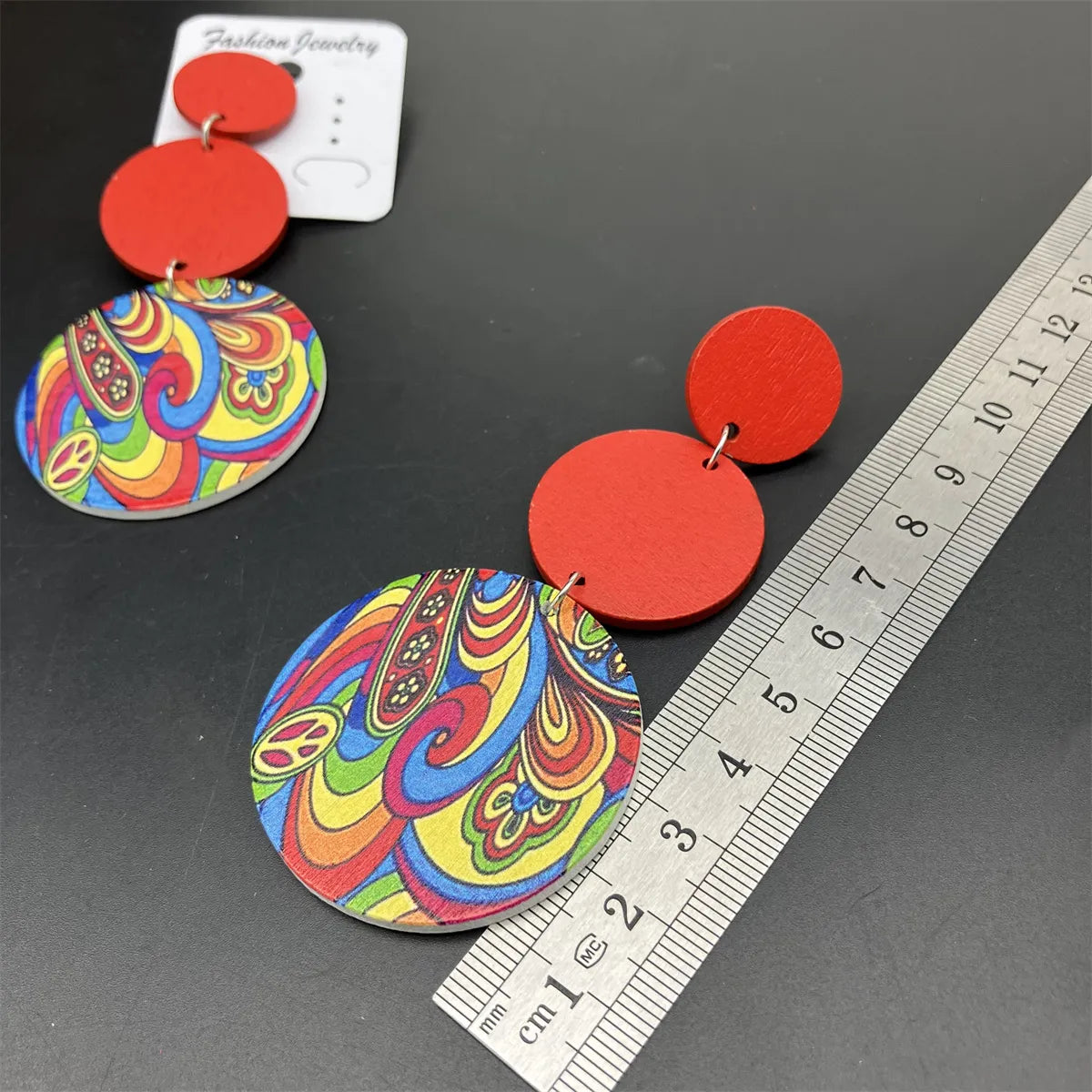 1 Pair Retro Classic Style Round Flower Petal Wood Drop Earrings