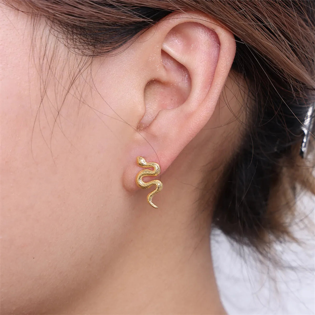 1 Pair Retro Classic Style Snake Stainless Steel Earrings