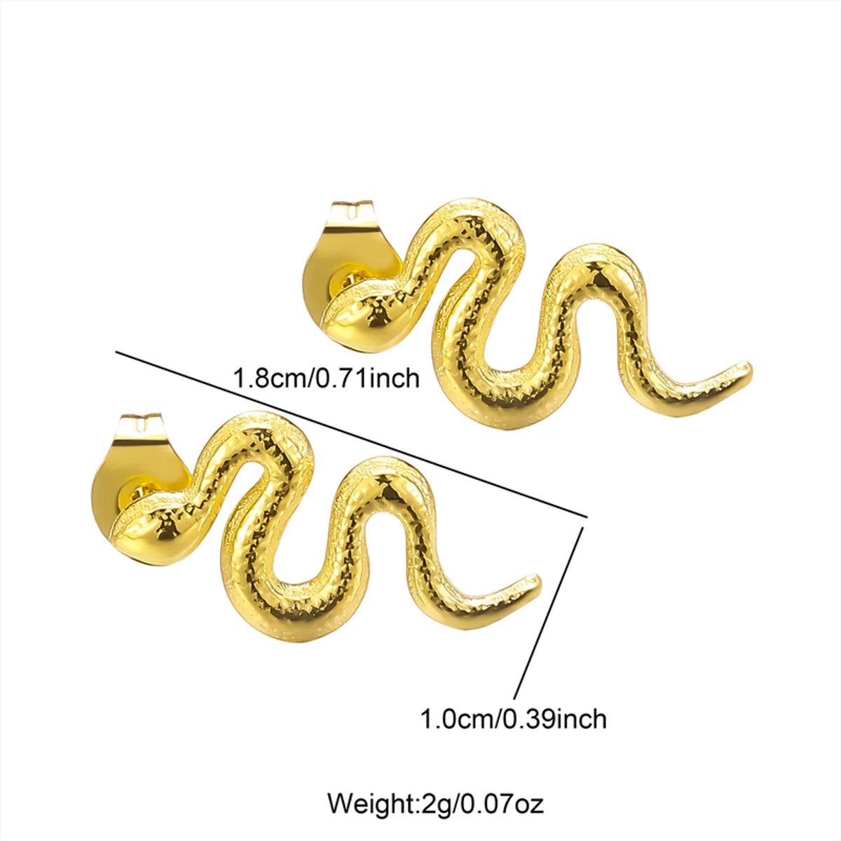 1 Pair Retro Classic Style Snake Stainless Steel Earrings