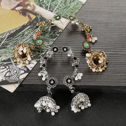 1 Pair Retro Classic Style Solid Color Inlay Zinc Alloy Pearl Zircon Drop Earrings