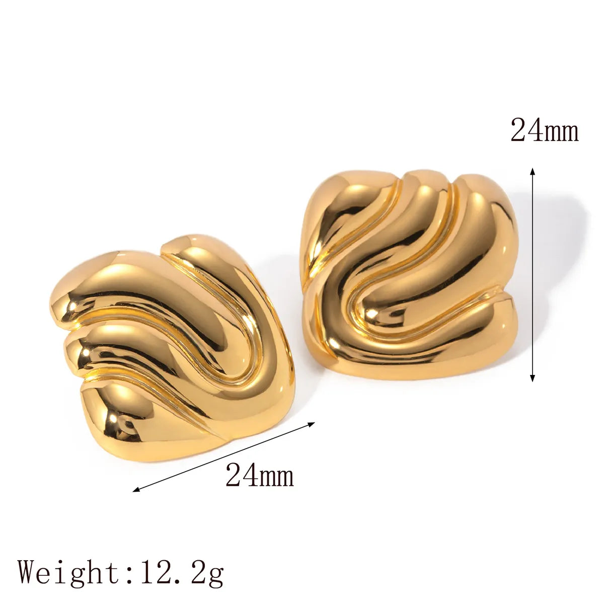 1 Pair Retro Classic Style Square Solid Color 304 Stainless Steel 18K Gold Plated Ear Studs