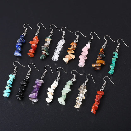 1 Pair Retro Color Block Alloy Natural Stone Plating Women's Drop Earrings