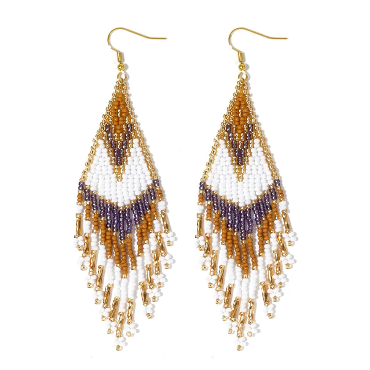 1 Pair Retro Color Block Beaded Glass Glass Drop Earrings