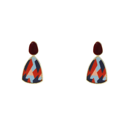 1 Pair Retro Color Block Enamel Alloy Drop Earrings