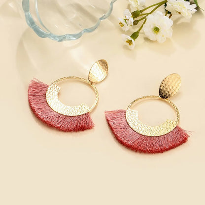 1 Pair Retro Color Block Plating Alloy Gold Plated Drop Earrings