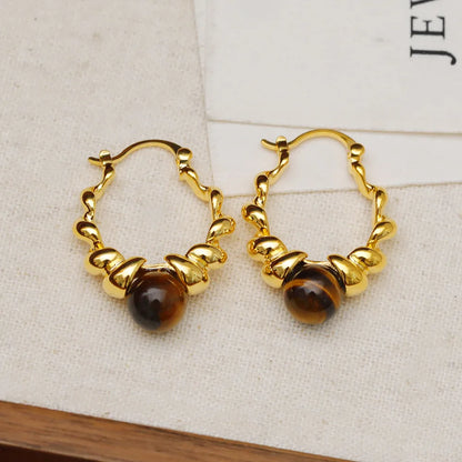 1 Pair Retro Color Block Plating Copper Zircon 18K Gold Plated Earrings