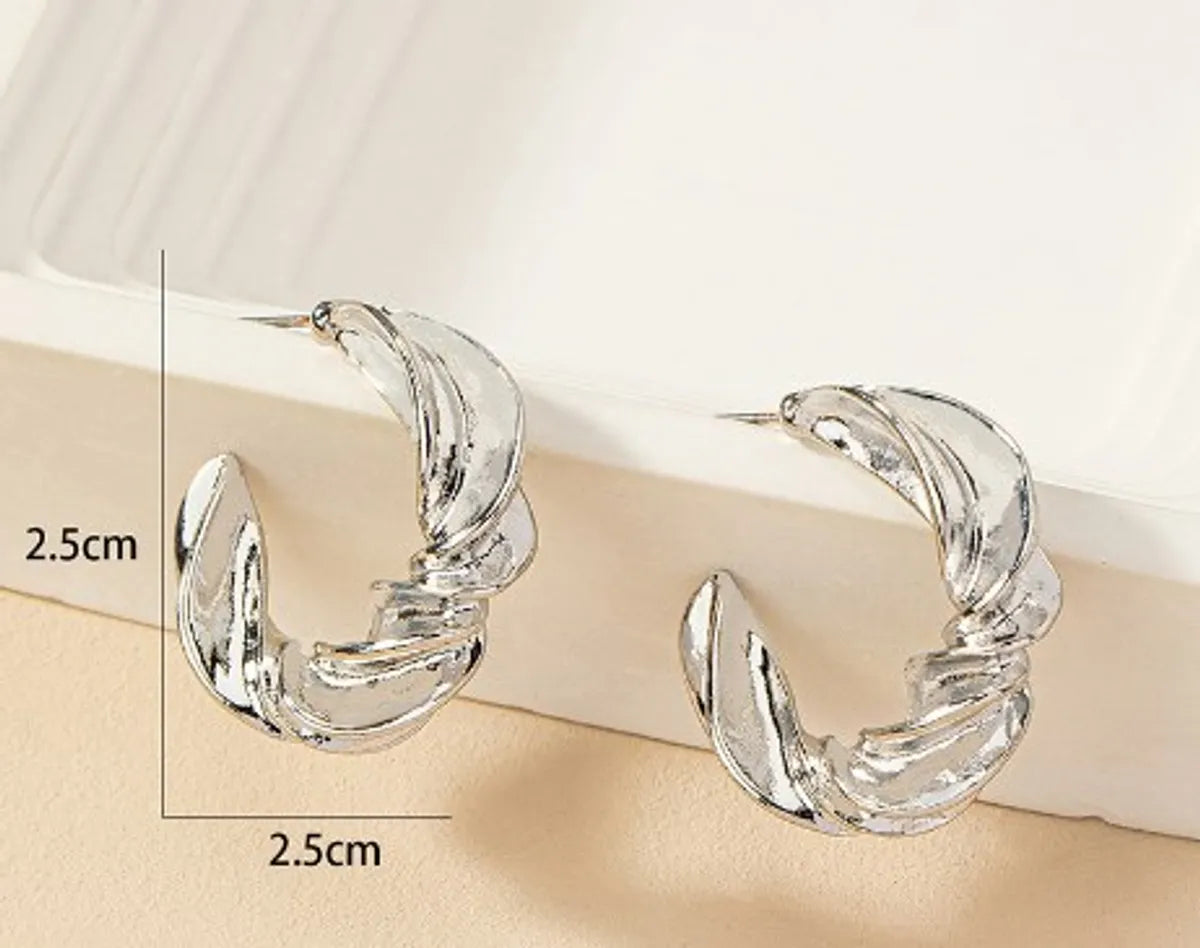 1 Pair Retro Commute C Shape Plating Alloy Ear Studs