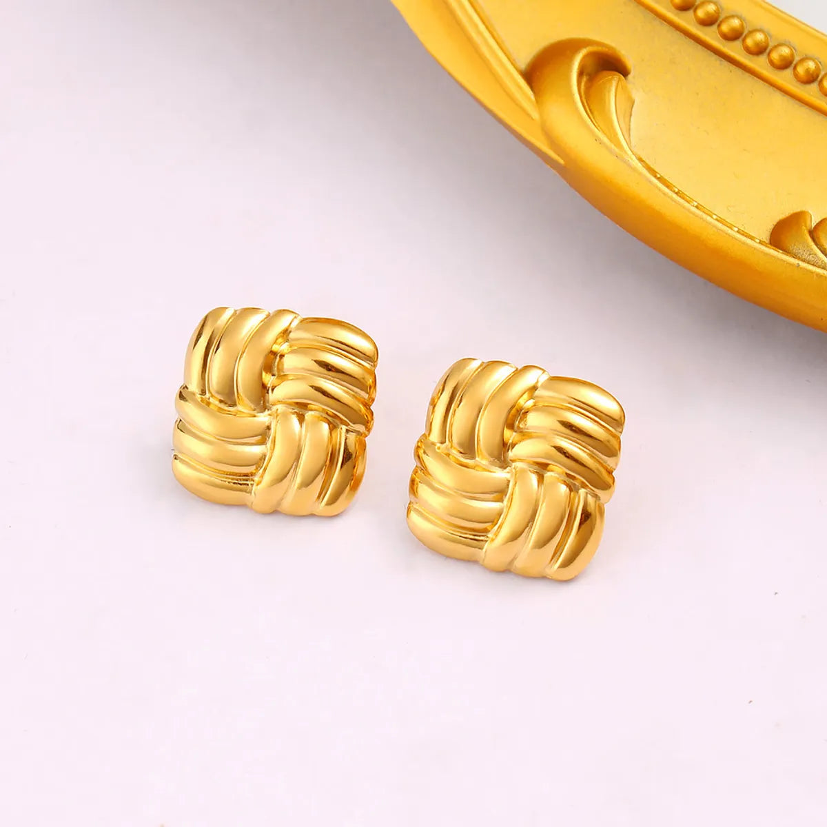 1 Pair Retro Commute Geometric 304 Stainless Steel 316 Stainless Steel  18K Gold Plated Ear Studs