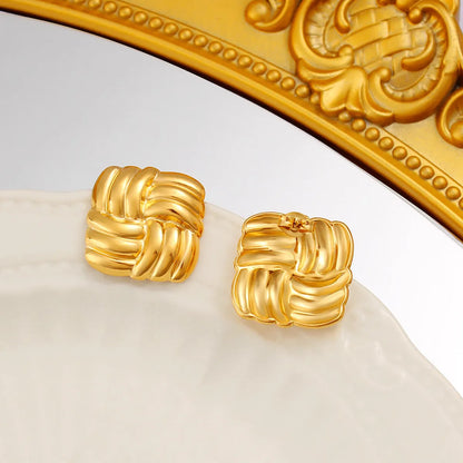 1 Pair Retro Commute Geometric 304 Stainless Steel 316 Stainless Steel  18K Gold Plated Ear Studs