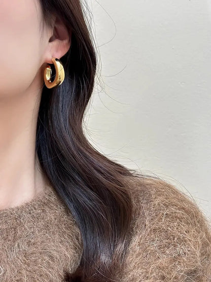 1 Pair Retro Commute Geometric Copper Gold Plated Ear Studs