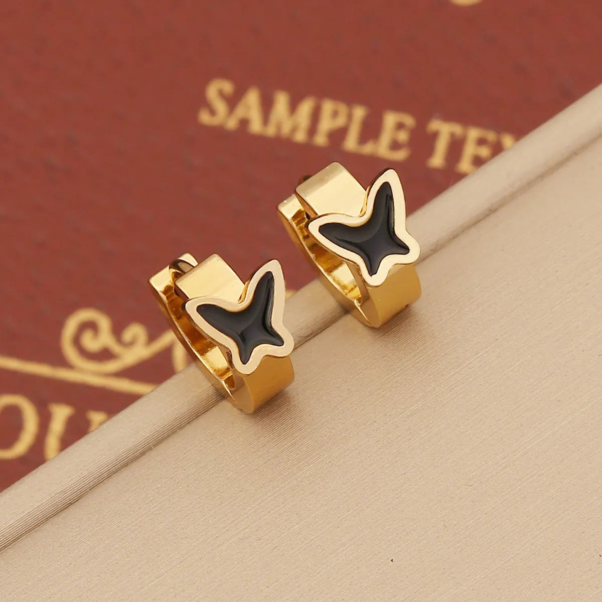 1 Pair Retro Commute Geometric Star Stainless Steel Enamel Ear Studs